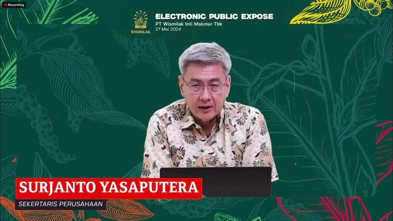 Sekretaris Perusahaan PT Wismilak Inti Makmur Tbk, Surjanto Yasaputera dalam paparan publik perseroan, Senin (27/5/2024). (Pipit/Liputan6.com)