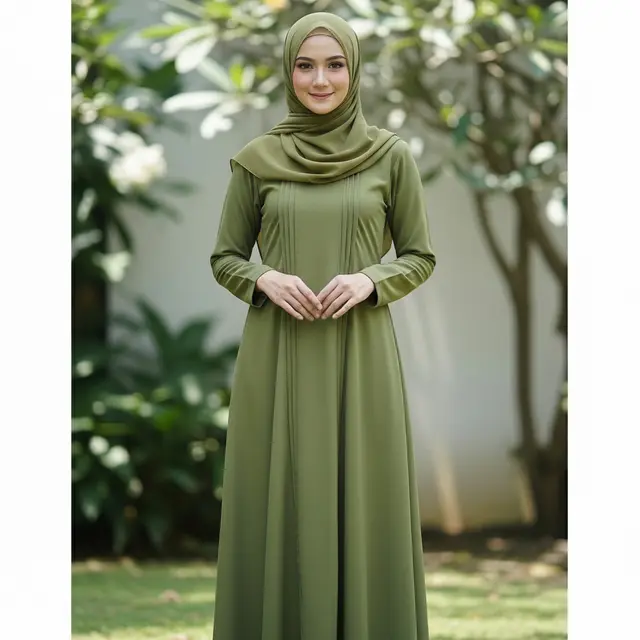 Gamis Syari A-Line Polos Elegan (Image by Gemini AI)
