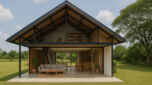 Apakah Desain Rumah Sederhana dengan Mezzanine Cocok untuk Lahan Luas/Ilustrasi gambar AI