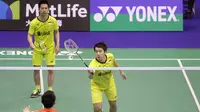 Ganda putra Indonesia Kevin Sanjaya Sukamuljo / Marcus Fernaldi Gideon lolos ke perempat final Hong Kong Terbuka Super Series 2017. Kevin / Marcus menang atas Takuro Hoki / Yugo Kobayashi dari Jepang, Kamis (23/11/2017). (Humas PP PBSI)