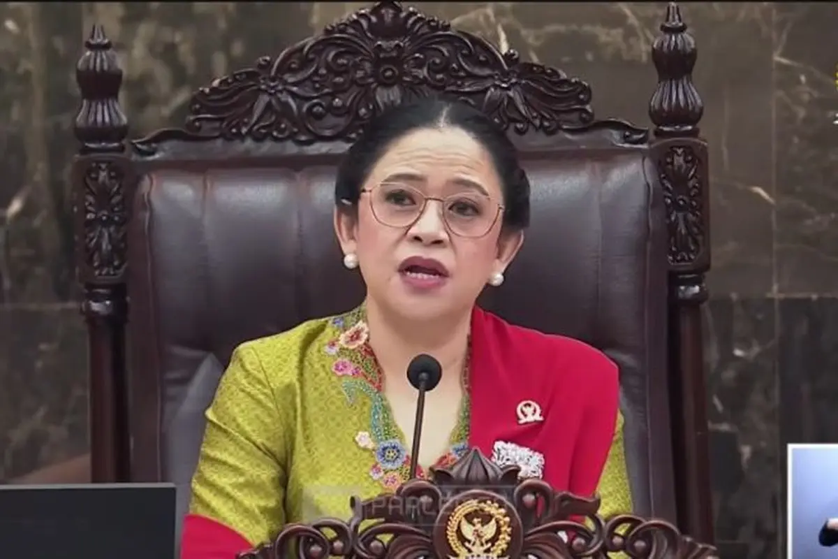 Ketua DPR RI Puan Maharani dalam pidatonya diacara sidang tahunan MPR-DPR RI, Jumat (15/8/2025). Puan menyinggung soal tambang Raja Ampat.