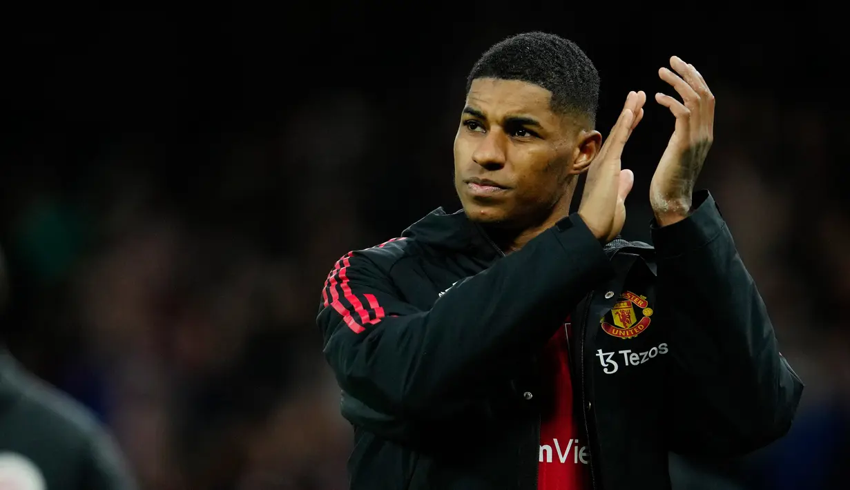 Kabar mundurnya Rashford jelas menjadi kerugian bagi The Three Lions. Sebab, mereka bakal menghadapi rival utama pada perjuangan menuju turnamen di Jerman. (AP Photo/Jon Super)