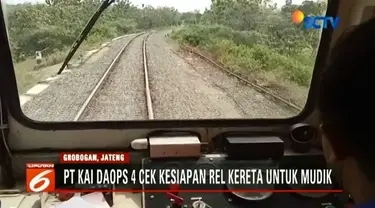 PT KAI Daop 4 Semarang, Jawa Tengah mengecek kesiapan rel kereta untuk menghadapi mudik Lebaran 2018.