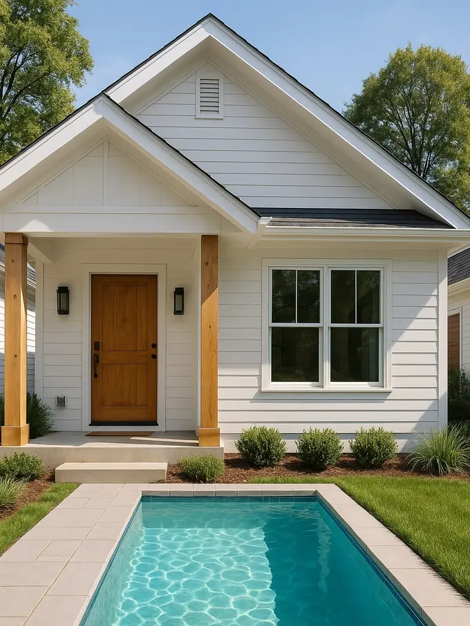 Model Rumah Kecil dengan Kolam Renang Mini