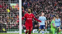 Selebrasi Mohamed Salah ketika Liverpool melawan Brentford di Liga Inggris (AP)