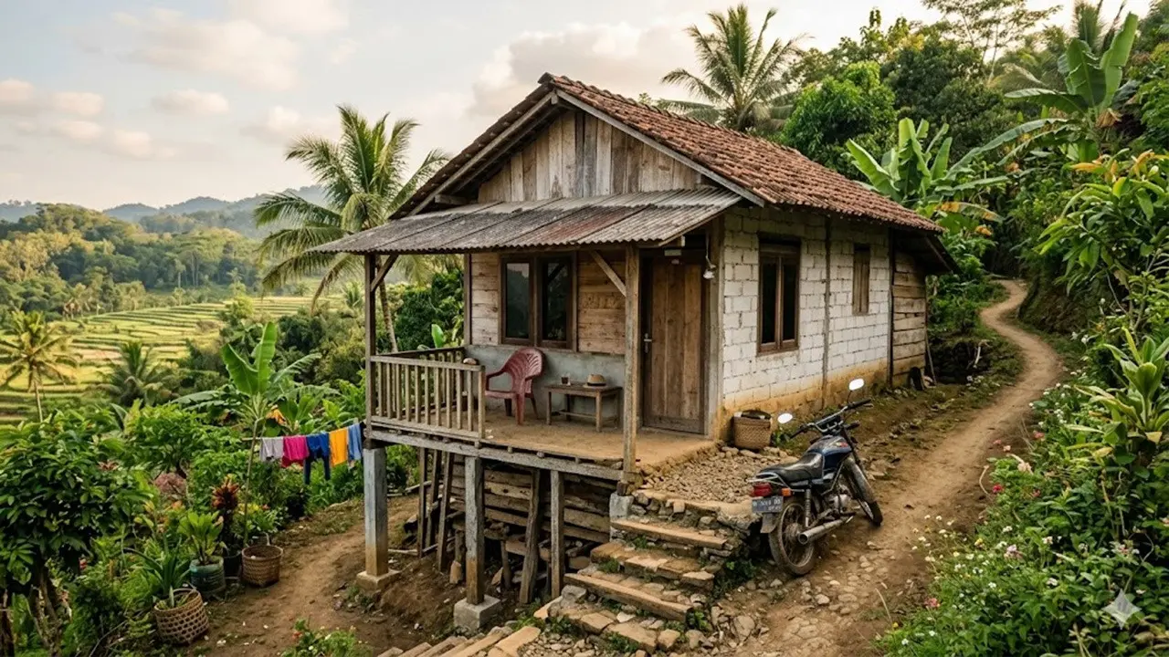 Contoh Rumah Murah Rp50 Juta di Desa dengan Tanah Miring