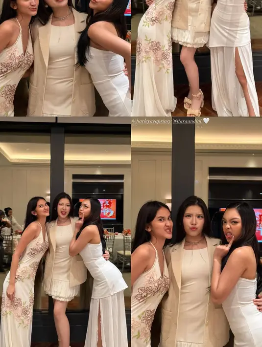 Harleyava Princy terlihat effortless dengan halter strap dress bermotif bordir bunga yang cantik [@naura.ayu]