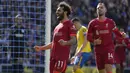 Dengan gol tersebut Mohamed Salah juga masih memimpin daftar pemain aktif pencetak gol terbanyak bagi Liverpool di semua ajang kompetisi. Dari total 238 laga, ia mampu mengoleksi 153 gol dan 57 assist. (AP/Kirsty Wigglesworth)