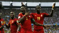 Pemain Ghana berselebrasi usai cetak gol (Reuters/ Marcelo del Pozo)