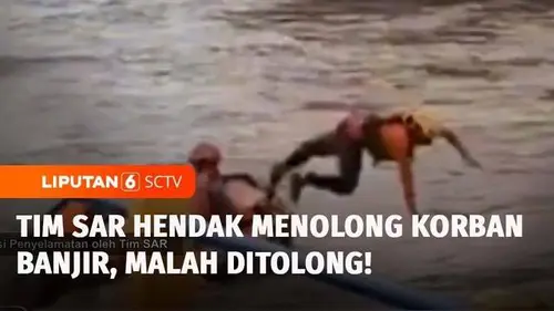 VIDEO: Detik-Detik Tim SAR Terseret Arus Banjir di Maros saat Hendak Selamatkan Warga, Perahunya Terbalik