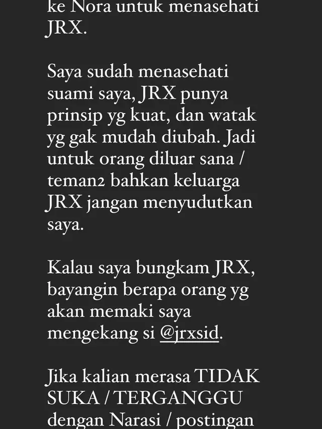 Unggahan Nora Alexandra. (Foto: Dok. Twitter @VLAMINORA)