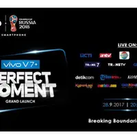 Malam Ini Grand Launching Vivo V7+ FullViewTM Akan Ditayangkan di 9 TV Nasional dan 9 Online Platform