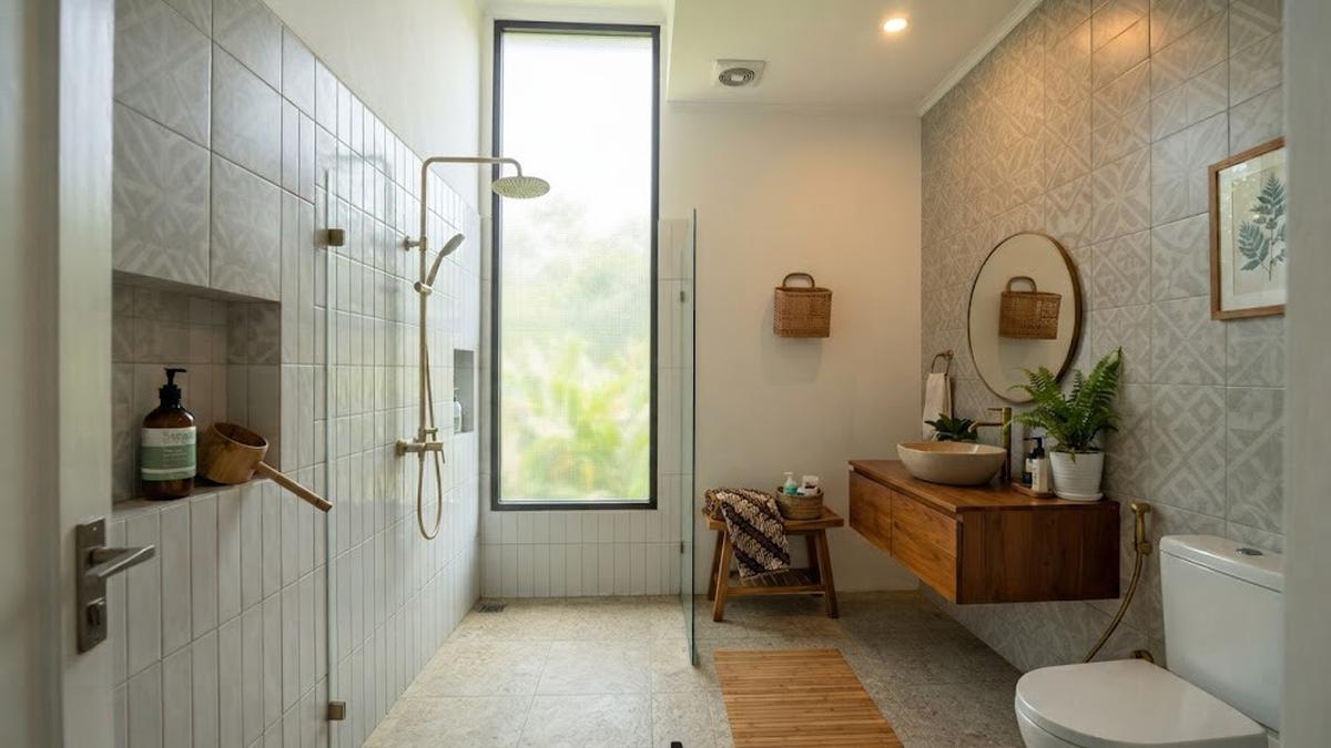 8 Model Kamar Mandi dengan Jendela Tinggi agar Tetap Mendapat Cahaya