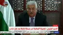 Sebuah gambar yang diambil dari acara TV Palestina, Presiden Palestina Mahmoud Abbas memberikan pidato di televisi terkait langkah Donald Trump yang memindahkan Yerusalem sebagai ibukota Israel (6/12). (AFP Photo)