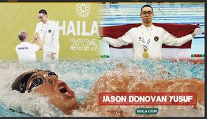 Perenang Indonesia, Jason Donovan Yusuf, mendominasi gaya punggung putra di SEA Games 2025. (Bola.com/Wiwig Prayugi)