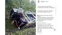 Truk pembawa mobil Pajero dan Xpander baru mengalami kecelakaan (IG:@mobilgue)