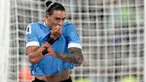 Pemain Uruguay Darwin Nunez melakukan selebrasi usai mencetak gol ke gawang Argentina pada pertandingan sepak bola kualifikasi Piala Dunia 2026 di Stadion La Bombonera, Buenos Aires, Argentina, Kamis (16/11/2023). Uruguay menaklukkan Argentina dengan skor 2-0. (AP Photo/Matias Delacroix)