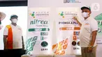 Direktur Utama PT Pupuk Indonesia Bakir Pasaman dan Komisaris Utama Darmin Nasution pada Soft Launcing Single Branding Nitrea dan NPK Phonska Plus di Jakarta (27/12/2021). Kedua brand diluncurkan dalam rangka memudahkan akses pelanggan terhadap produk retail Pupuk Indonesia.(Liputan6.com/HO/Rizki)