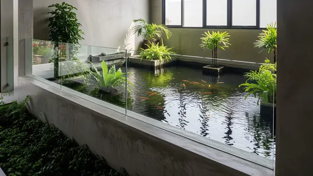 Desain Pagar Pengaman Kolam Ikan Minimalis dalam Rumah