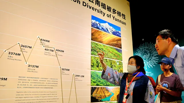 Presiden Kelima Republik Indonesia sekaligus Ketua Umum PDI Perjuangan (PDIP), Megawati Soekarnoputri, meninjau Kunming Botanical Garden, di Kunming, Provinsi Yunnan, China.
