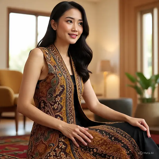 Model Rompi Batik Wanita Tanpa Lengan