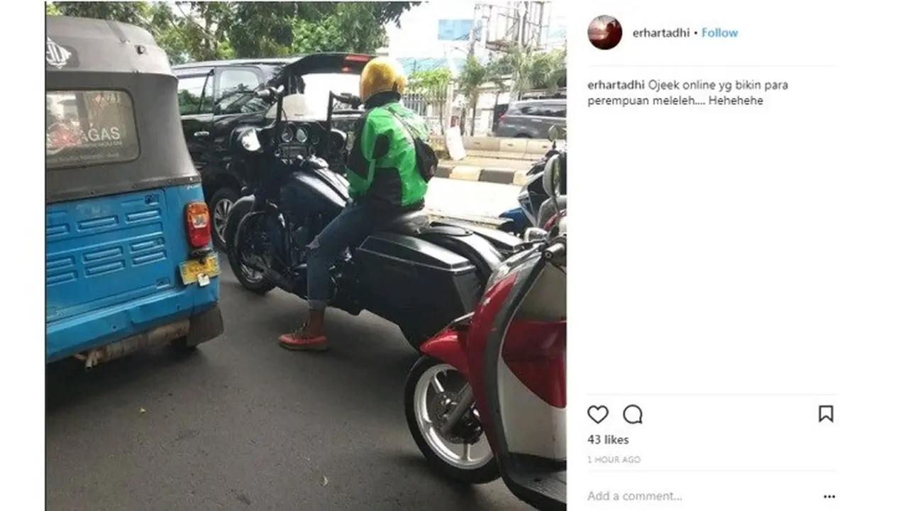 Ojek online pakai Harley Davidson