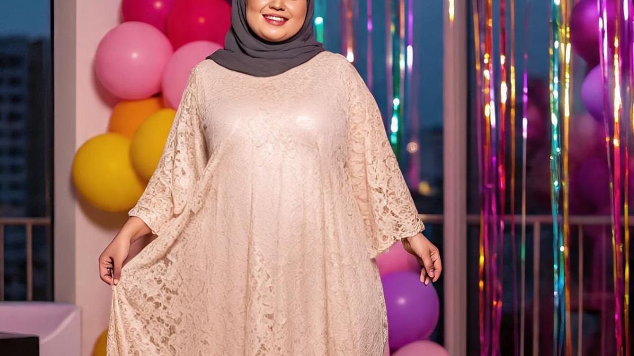 8 Model Dress Brokat untuk Orang Gemuk dan Pendek Berhijab, Bikin Pede dan Nyaman