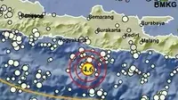 Gempa Magnitudo 4,6 menggetarkan wilayah Gunungkidul, Daerah Istimewa Yogyakarta, Jumat (13/9/2024). (Liputan6.com/ Dok BMKG)