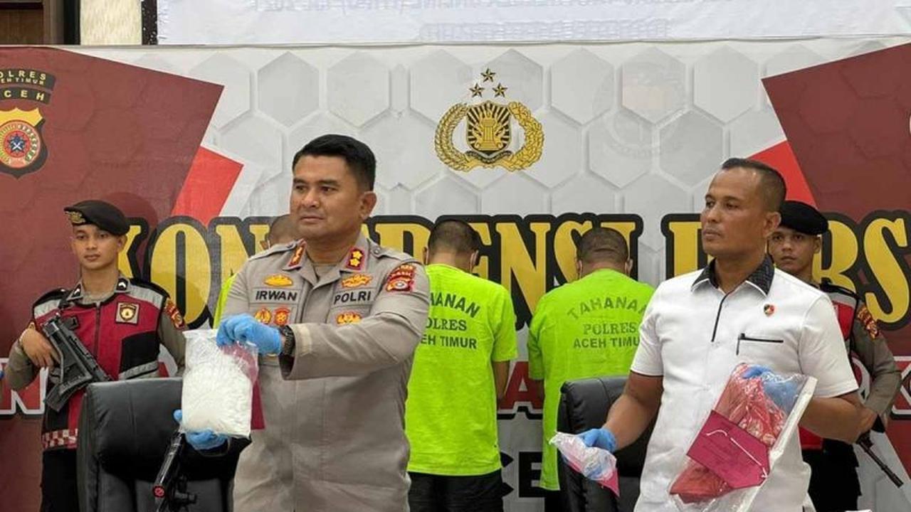Terungkap! 3 Bandar Sabu Aceh Timur Dibekuk Polisi dengan Barang Bukti Hampir 1 Kg