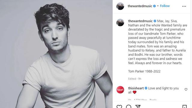 Tom Parker. (Instagram/ thewantedmusic)