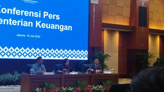 Wakil Menteri Keuangan (Wamenkeu) Thomas Djiwandono dalam konferensi pers Kementerian Keuangan, Kamis (18/7/2024). 