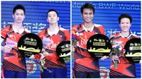 Dua ganda Indonesia berjaya di China Terbuka Super Series Premier 2016. Kevin Sanjaya Sukamuljo/Marcus Fernaldi Gideon dan Tontowi Ahmad/Liliyana Natsir meraih gelar juara. (PBSI)