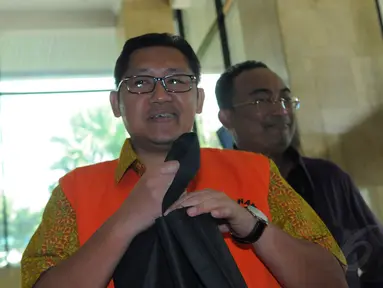 KPK kembali memanggil Anas Urbaningrum untuk diperiksa sebagai tersangka dugaan kasus hambalang di Gedung KPK, Rabu (7/5/14). (Liputan6.com/Faisal R Syam)