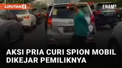 VIDEO: Tertangkap Kamera Dashcam Mobil, Aksi Pria Curi Spion Mobil Dikejar Pemiliknya