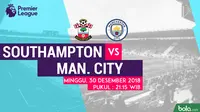 Jadwal Premier League 2018-2019 pekan ke-20, Southampton vs Manchester City. (Bola.com/Dody Iryawan)