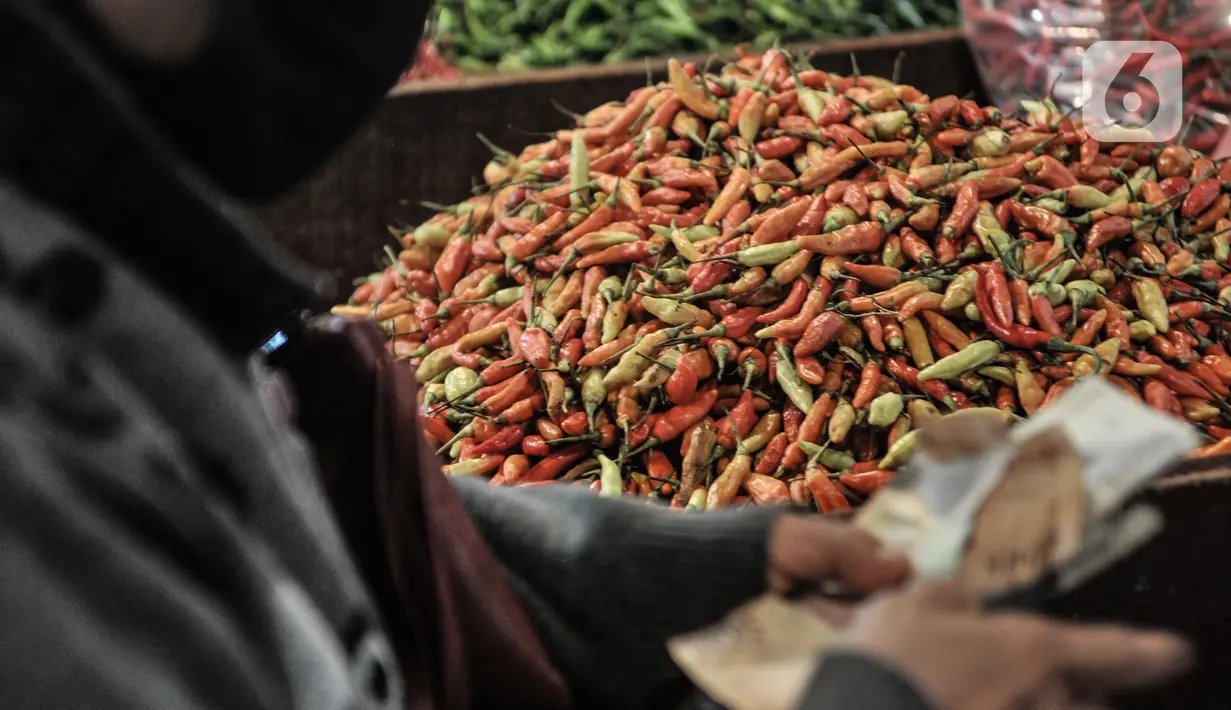 Tumpukan cabai rawit merah yang dijual di Pasar Senen, Jakarta, Kamis (4/3/2021). Naiknya harga cabai rawit merah di pasaran saat ini disebabkan oleh produksi yang sangat rendah sehingga pasokan di pasaran tidak bisa memenuhi tingginya permintaan. (merdeka.com/Iqbal S. Nugroho)