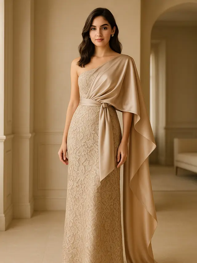 Model Long Dress Kombinasi Outer Satin