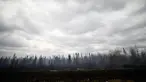 Asap mengepul dari area terbakar pada Highway 63 selatan dari Fort McMurray, Alberta, Kanada, (9/5). Sekitar 80 ribu warga Kanada terpaksa dievakuasi Akibat kebakaran dahsyat di seluruh kota ini. (REUTERS/Chris Wattie)