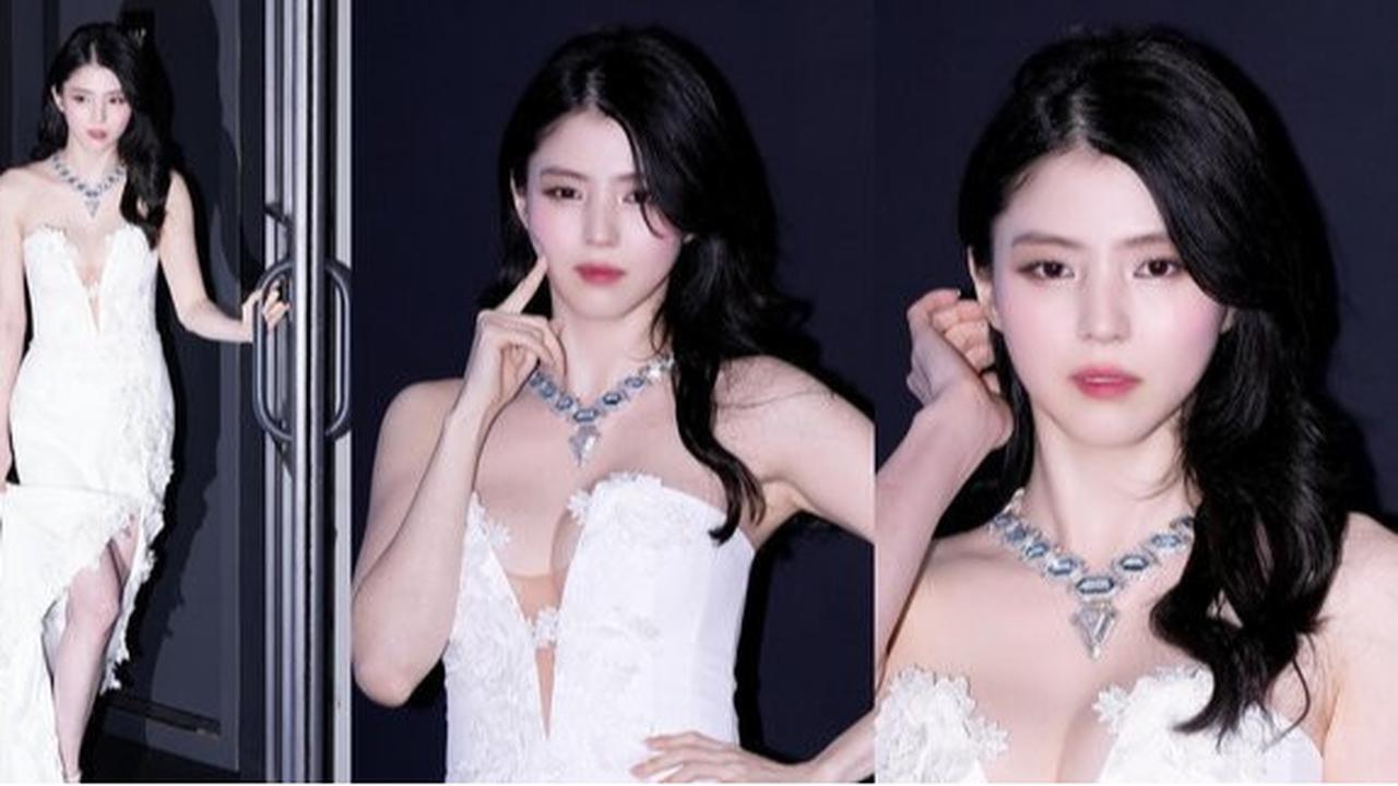Cantik Bak Bidadari, Intip Gaya Han So Hee Pakai Gaun Belahan V Neck di Acara Boucheron