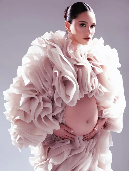 Rambut panjang Alyssa ditata bergaya sleek bun yang modern dan berkelas [@alyssadaguise]