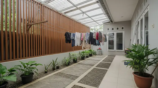 Desain Area Jemur Modern dengan Sirkulasi Udara Maksimal agar Cucian Tidak Lembap/Gemini AI