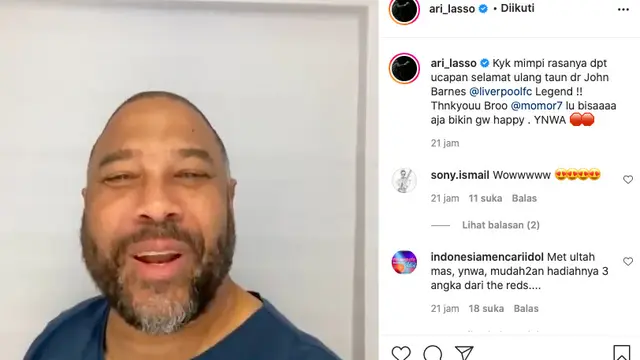 Ari Lasso Tak Menyangka Dapat Ucapan Selamat Ulang Tahun dari Legenda Liverpool, John Barnes