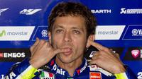 Pebalap Yamaha, Valentino Rossi, hanya menarget naik podium pada balapan MotoGP Aragon, di Spanyol, Minggu (25/9/2016). (EPA/Javier Cebollada)