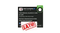 Cek Fakta: Tidak Benar Pendiri Facebook Mark Zuckerberg Membenci Indonesia karena Fotonya Sering Dijadikan Bahan Bercandaan