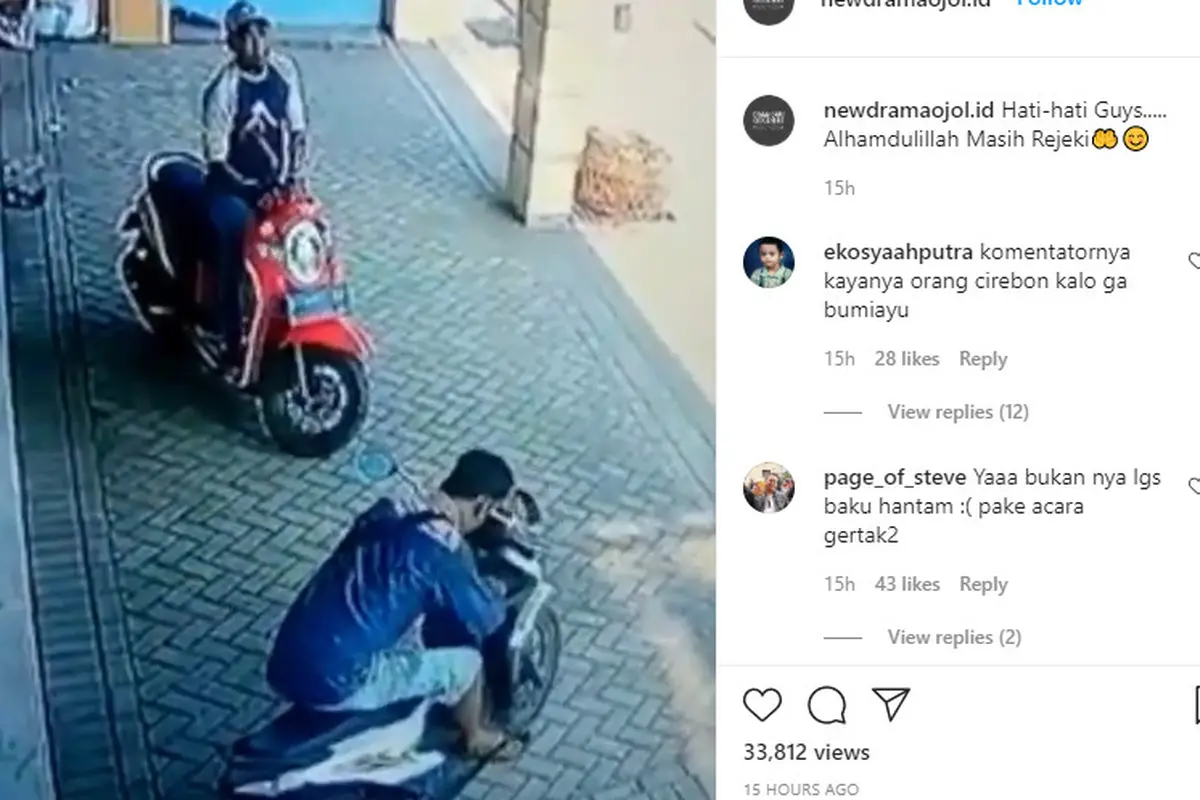 tak semua pencuri bisa membawa kendaraan yang diinginkan, salah satu contohnya terlihat dalam video yang dibagikan akun Instagram @newdramaojol.id.
