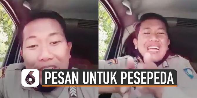 VIDEO: Kocak, Polisi Ini Beri Pesan pada Pesepeda