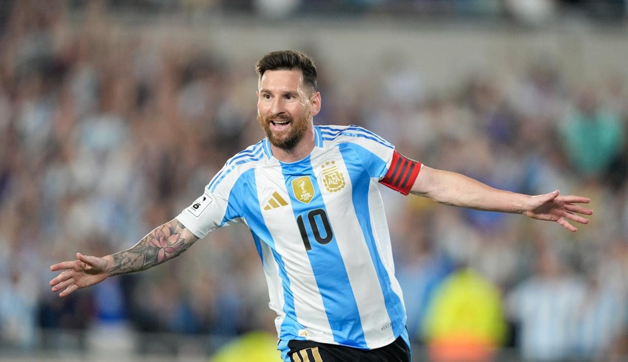 Lionel Messi tampil memukau saat membawa Timnas Argentina berhadapan dengan Timnas Bolivia pada matchday ke-10 Kualifikasi Piala Dunia 2026 Zona CONMEBOL. (AP Photo/Natacha Pisarenko)