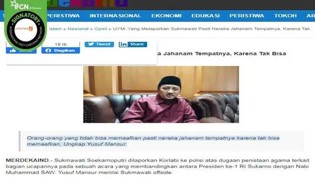 [Cek Fakta] Gambar Tangkapan Layar Berita Tentang Ustaz Yusuf Mansur