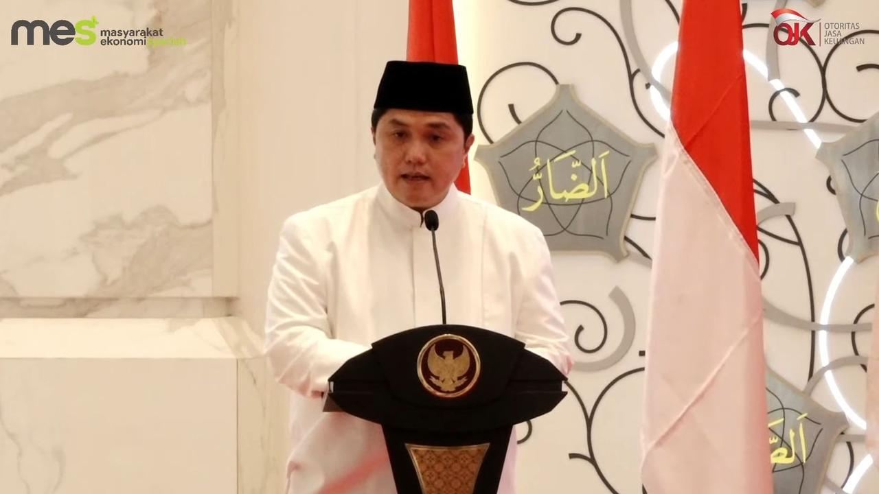 Menteri BUMN sekaligus Ketua Umum Pengurus Pusat MES Erick Thohir acara Peringatan Hari Santri Nasional 2022, Senin (31/10/2022).