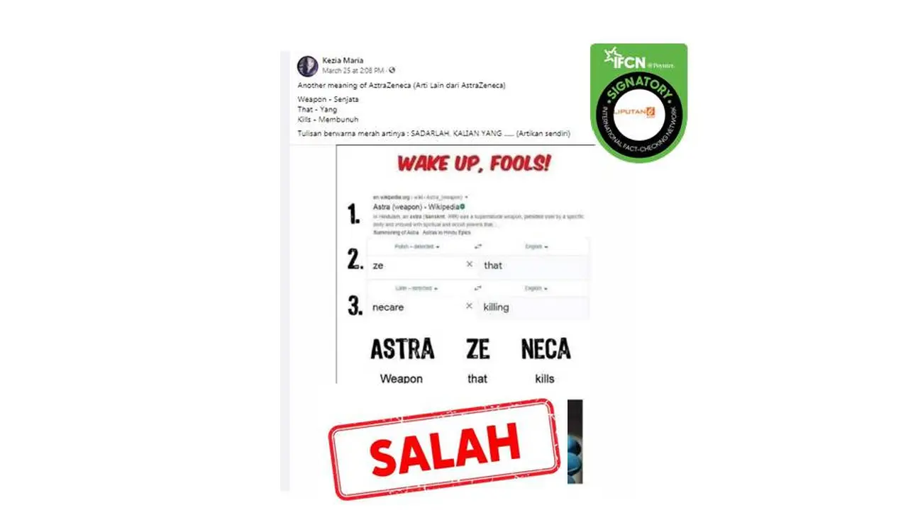 Cek Fakta arti nama AstraZeneca